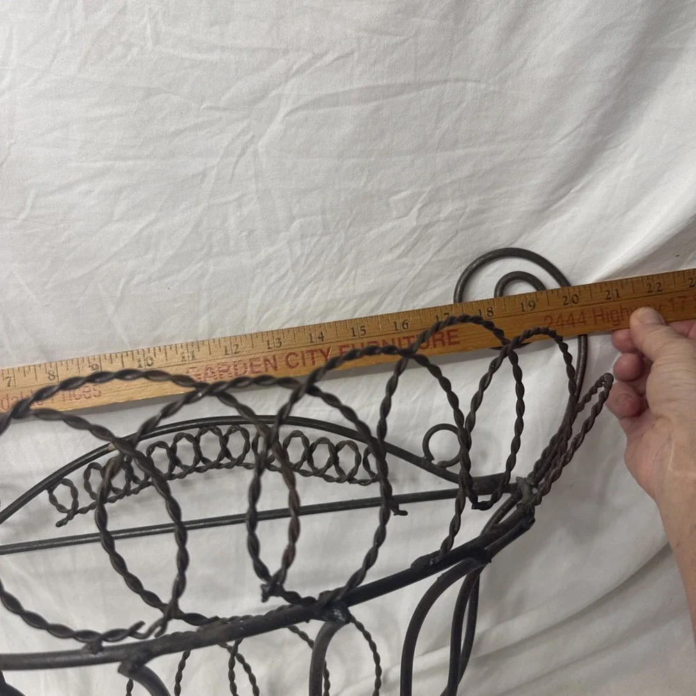 Vintage Victorian Wrought Iron Basket Wall Hang Decorative Storage Planter Wire